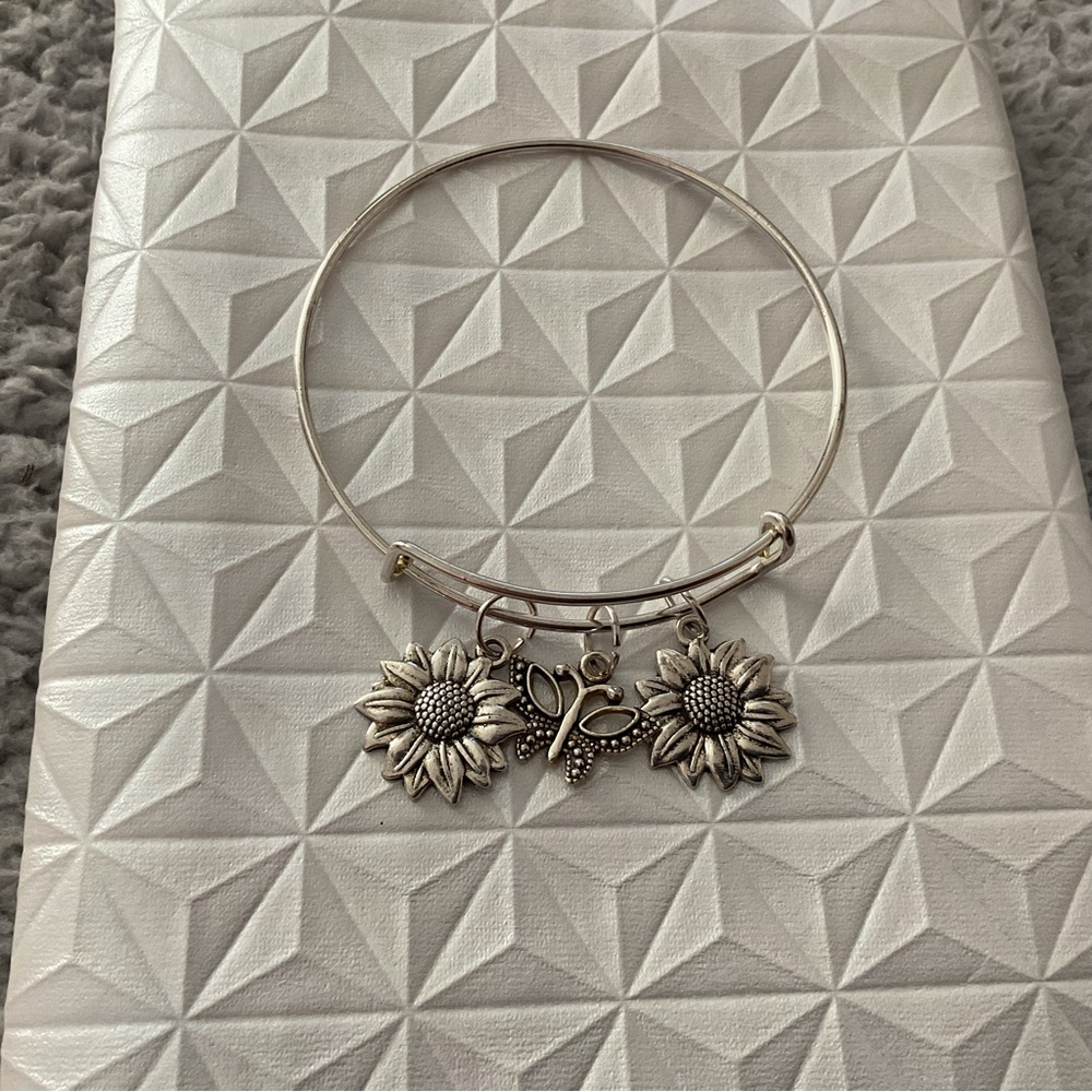 Sunflower Charm Silver Bracelet